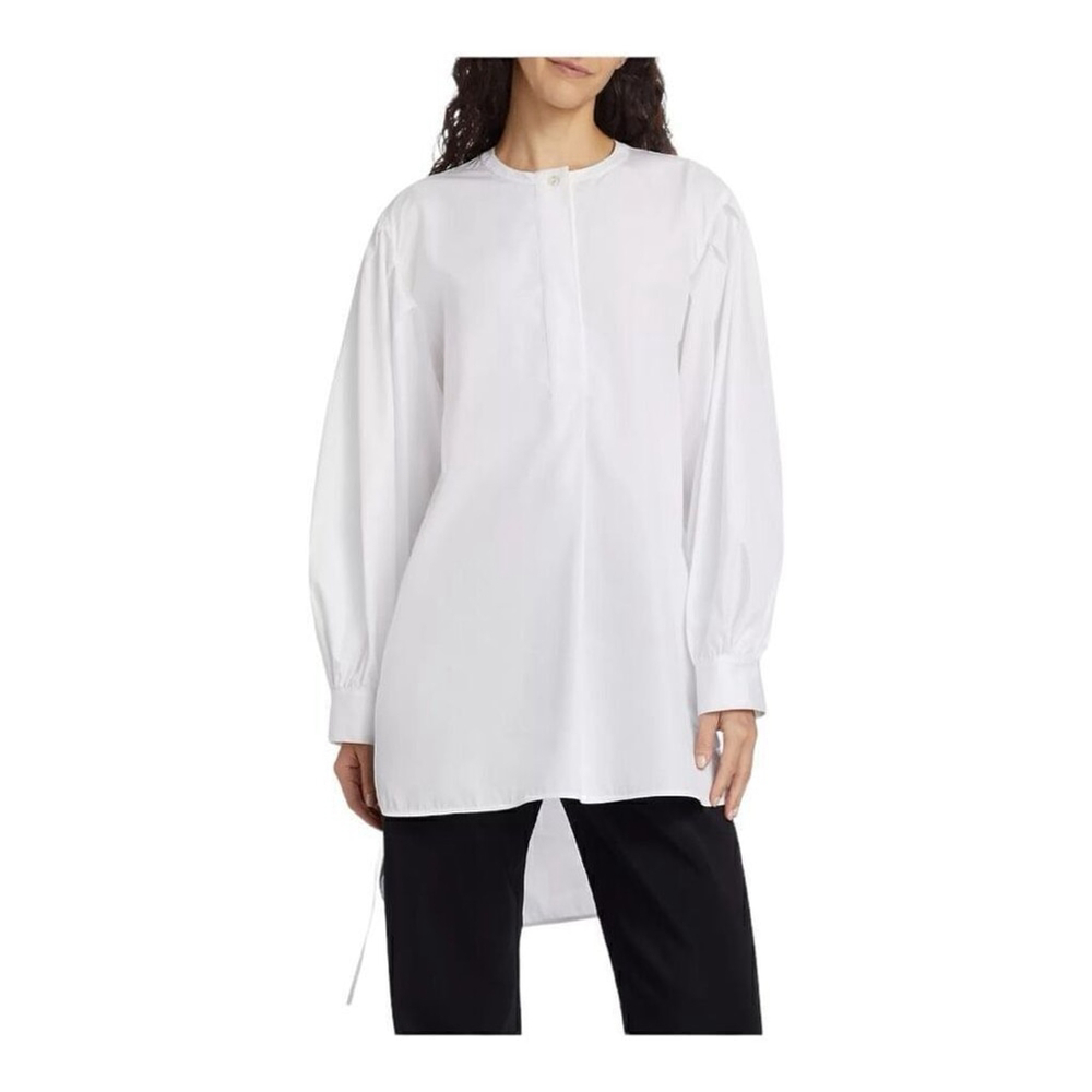 $695 Co White Poplin Tie-Cuff 100% Cotton Tunic Size Small - Picture 6 of 6